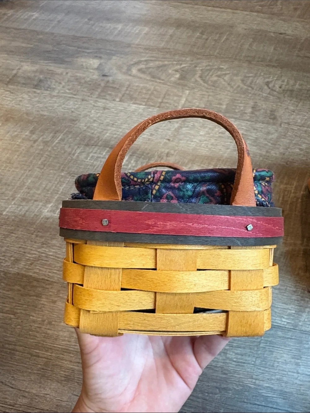 Longaberger Handwoven Strawberry Basket Paisley Fabric & Protector ‘99